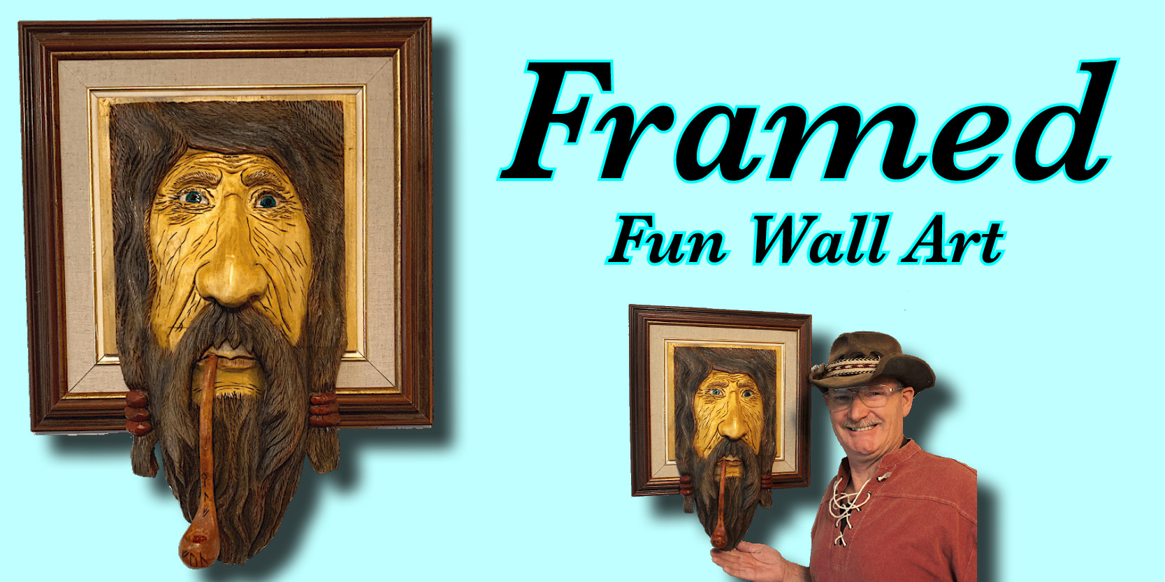 Framed, this very cool wall art is a true one of a kind, hand carved and hand painted art
